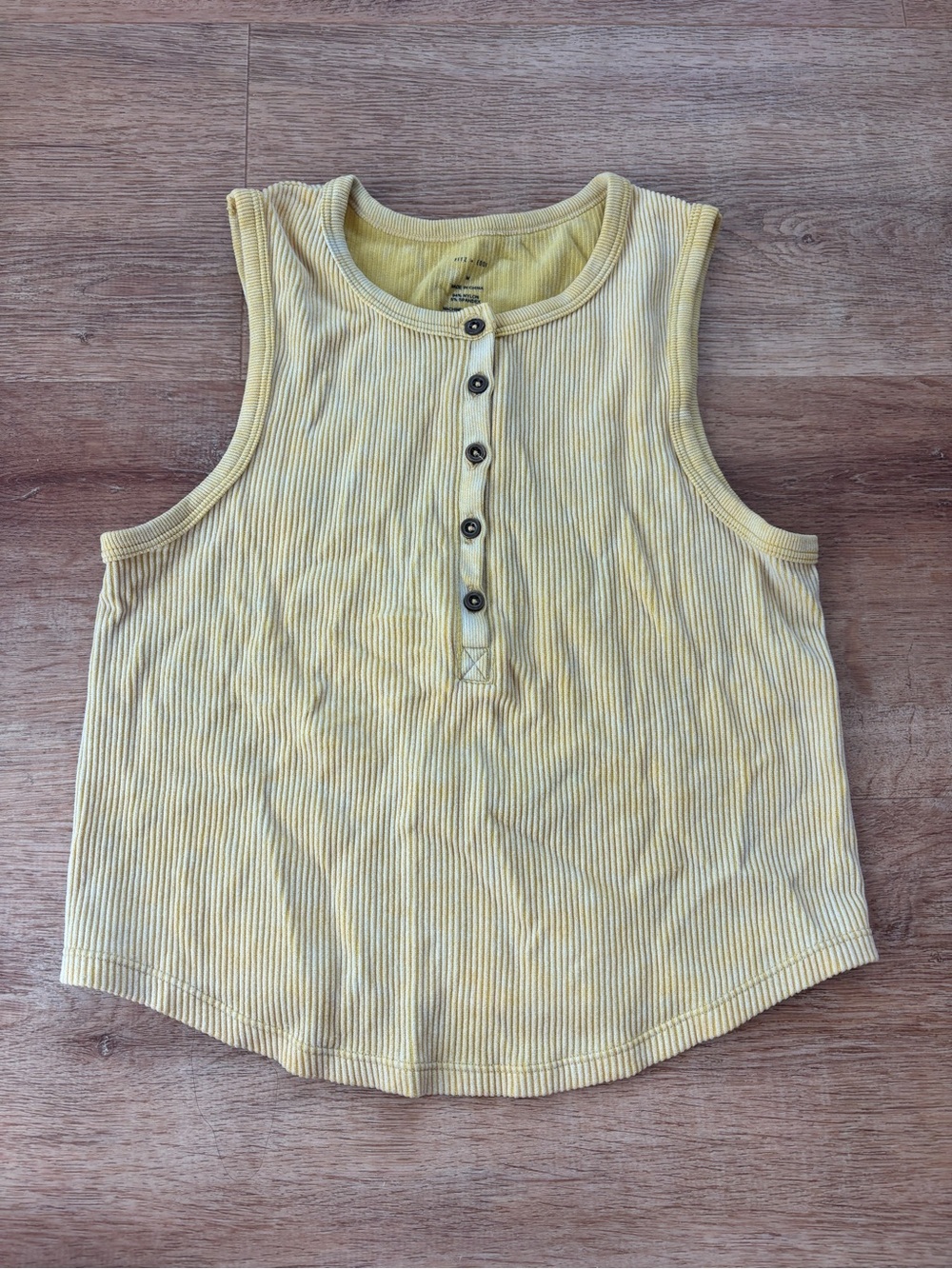 Women’s Yellow Ribbed Henley Tank Top